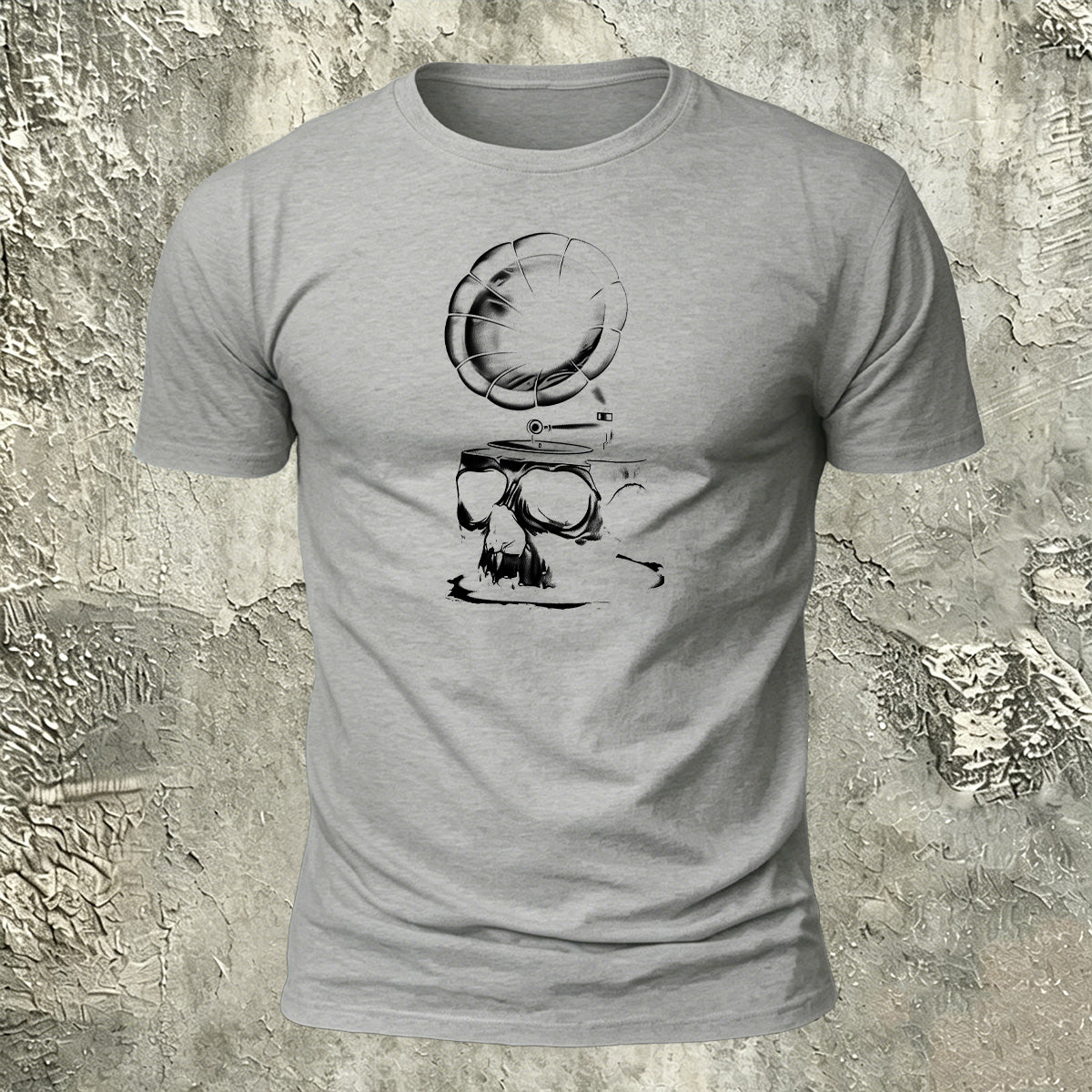 Dark Art Skull Gramophone Premium Cotton Tee