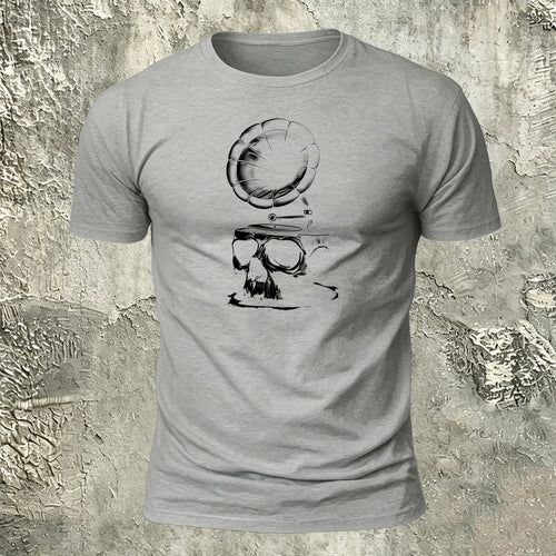 Dark Art Skull Gramophone Premium Cotton Tee
