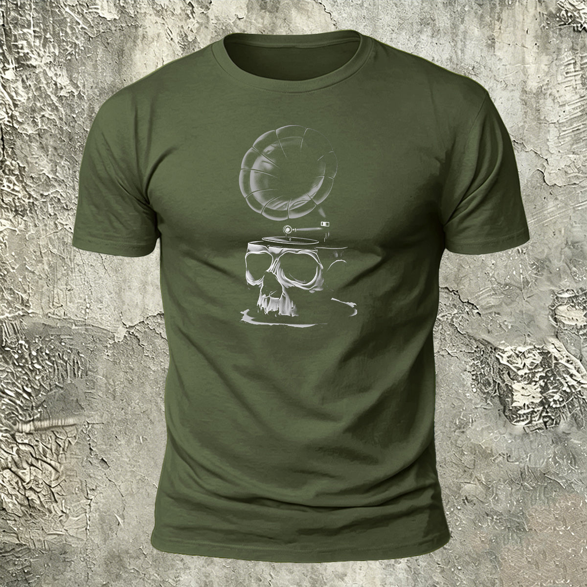 Dark Art Skull Gramophone Premium Cotton Tee
