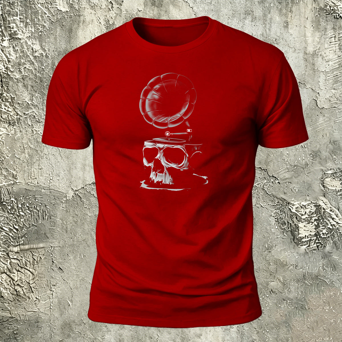 Dark Art Skull Gramophone Premium Cotton Tee