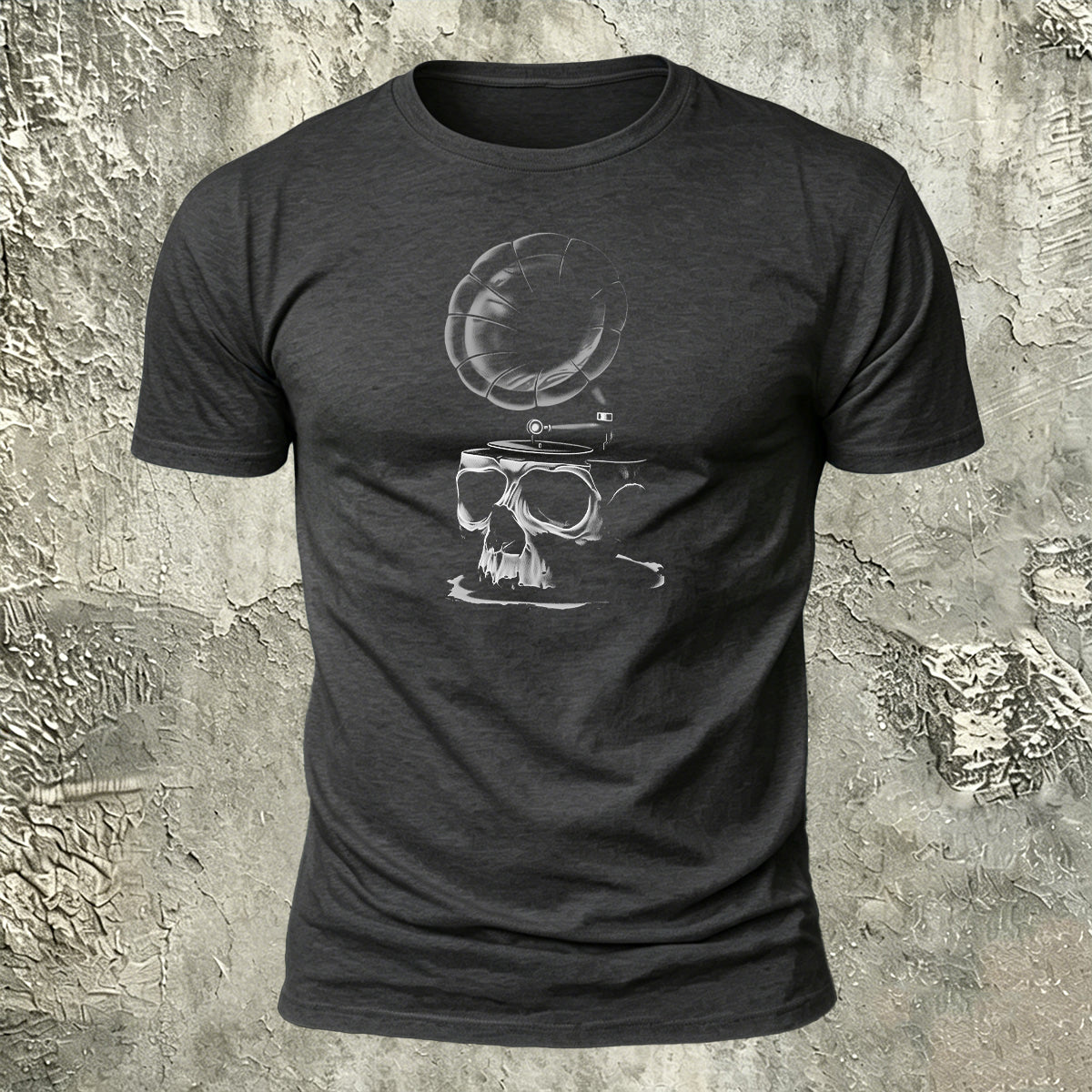 Dark Art Skull Gramophone Premium Cotton Tee