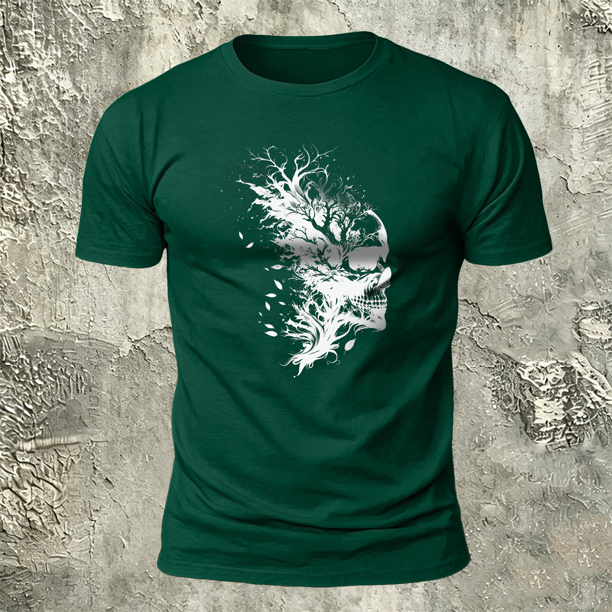Dark Forest Skull Premium Cotton Casual T-Shirt
