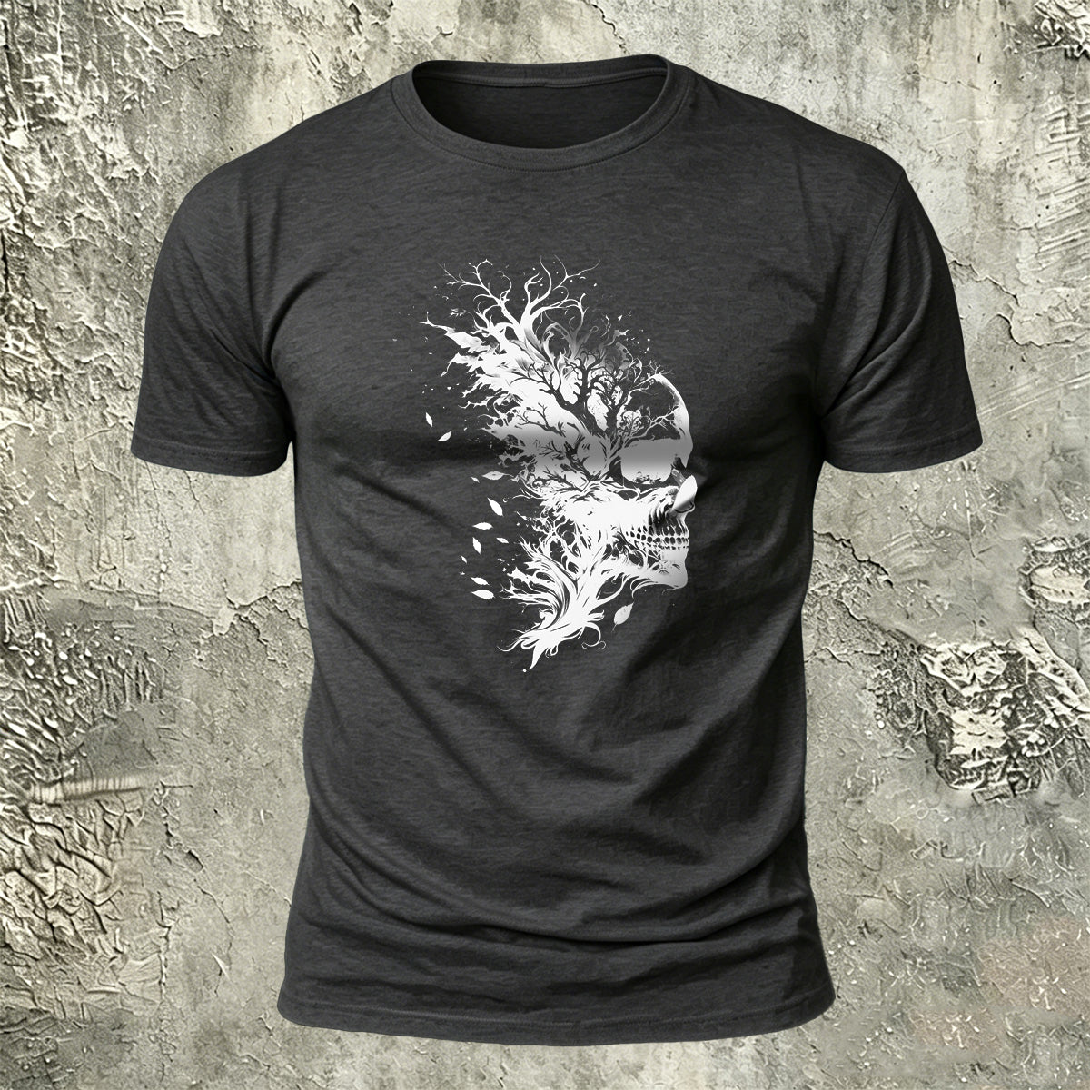 Dark Forest Skull Premium Cotton Casual T-Shirt