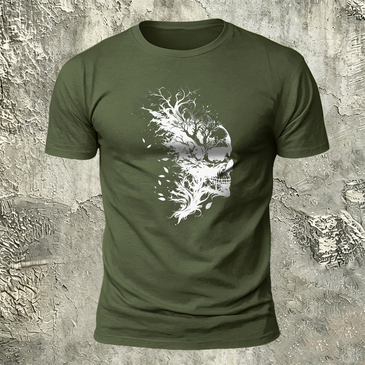 Dark Forest Skull Premium Cotton Casual T-Shirt