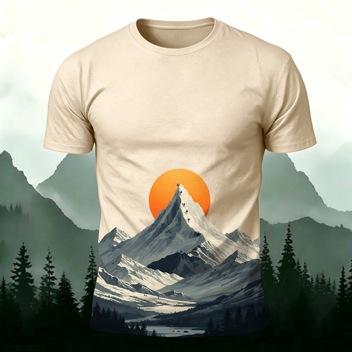 Mountain Sunrise Hike Premium Cotton Casual Tee