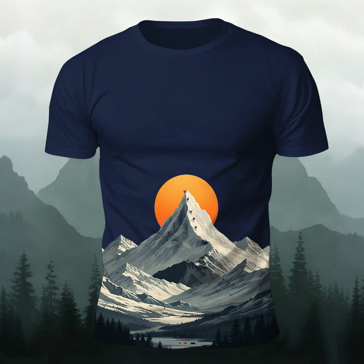 Mountain Sunrise Hike Premium Cotton Casual Tee