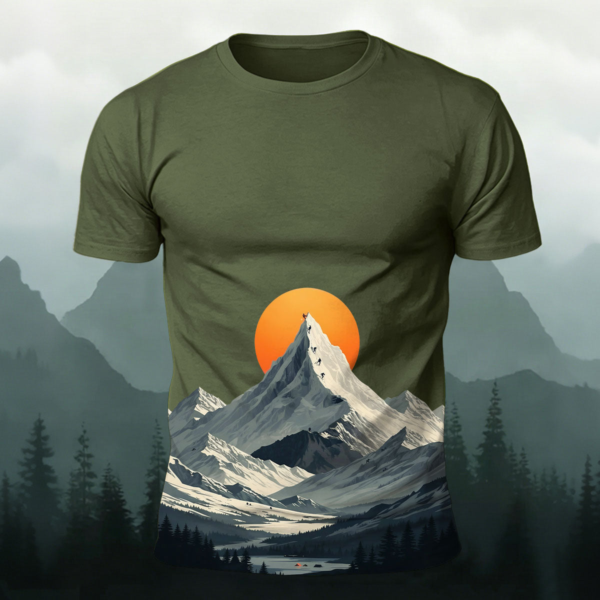 Mountain Sunrise Hike Premium Cotton Casual Tee