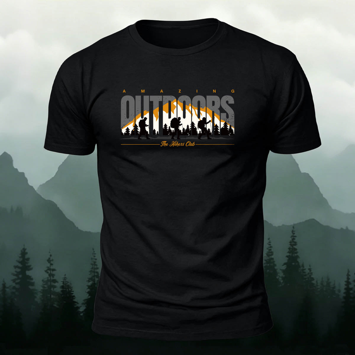 Mountain Hiker Silhouette Premium Cotton T-Shirt
