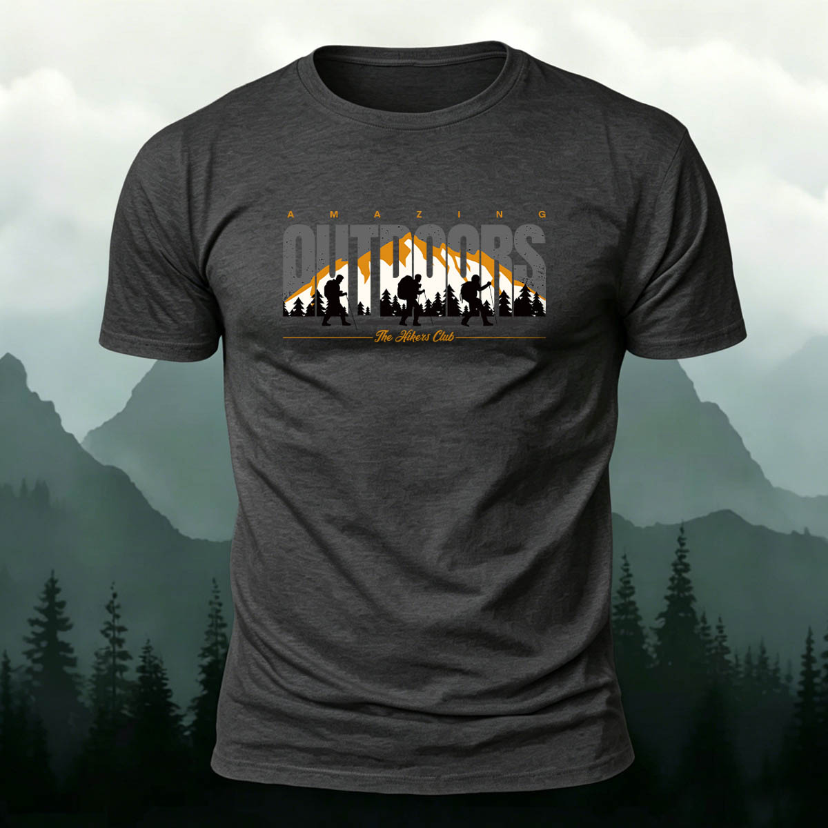 Mountain Hiker Silhouette Premium Cotton T-Shirt