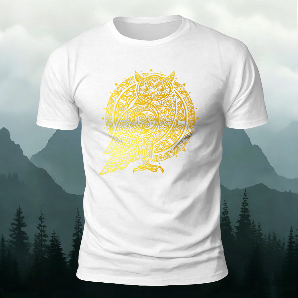 Celtic Symbol Owl Graphic Premium Cotton Tee