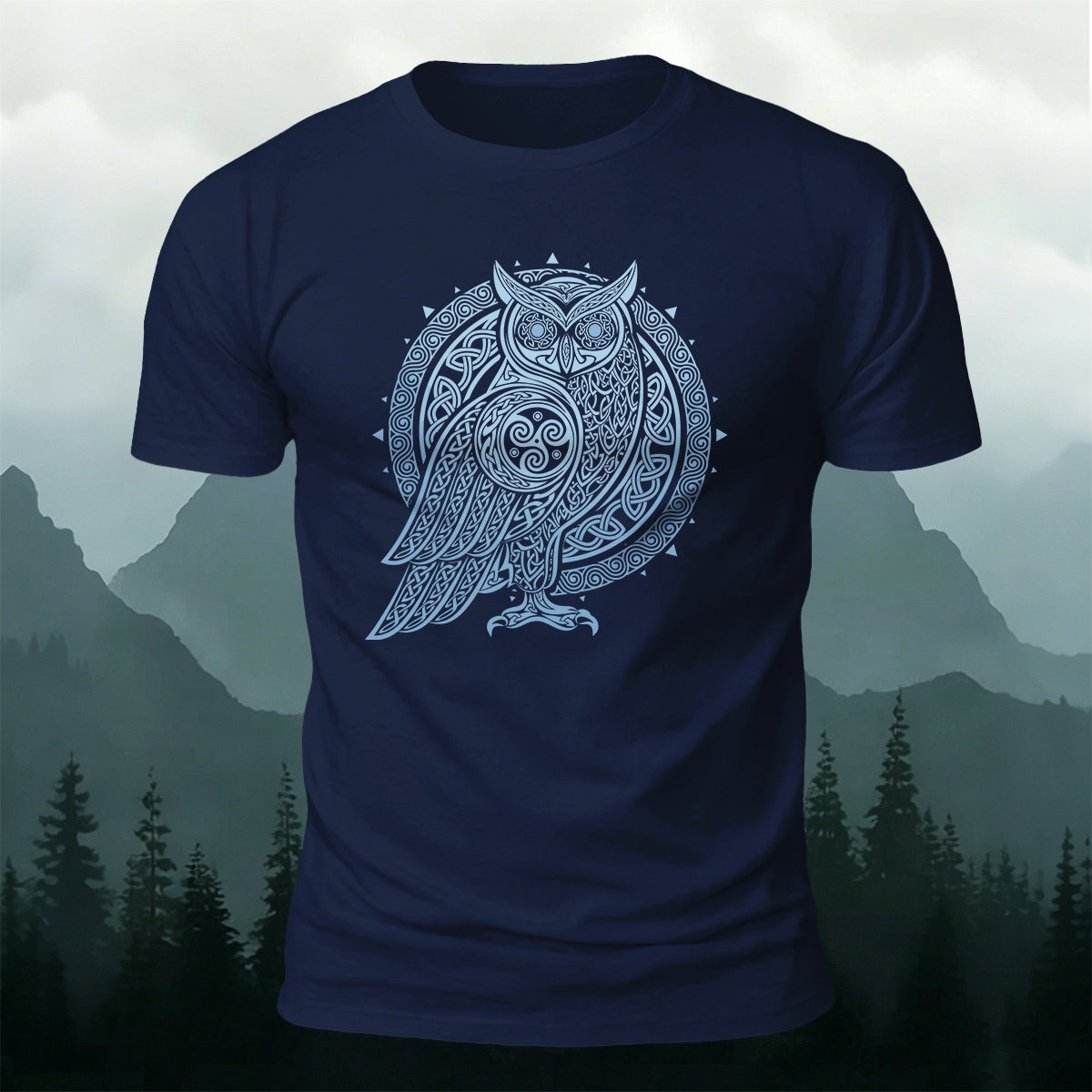Celtic Symbol Owl Graphic Premium Cotton Tee