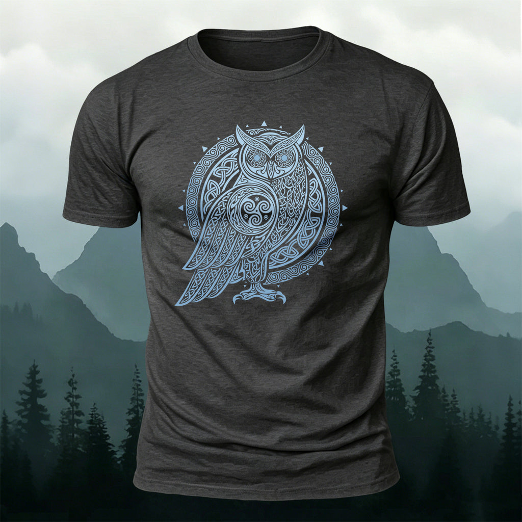 Celtic Symbol Owl Graphic Premium Cotton Tee