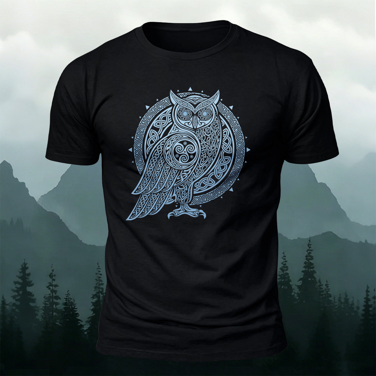 Celtic Symbol Owl Graphic Premium Cotton Tee