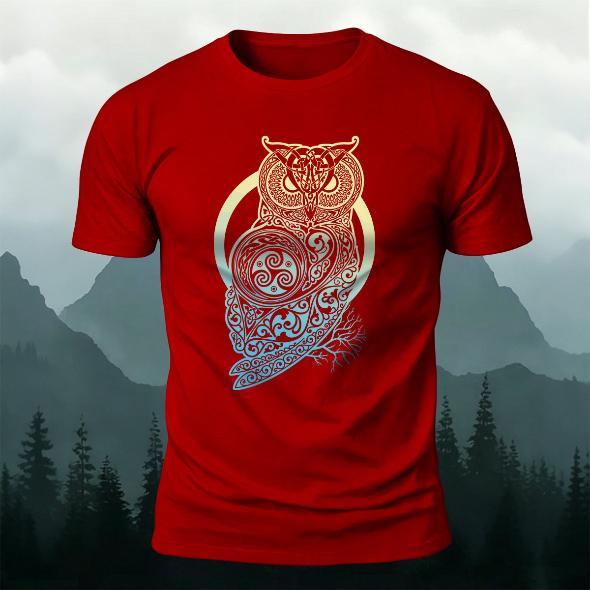 Viking Owl Totem Premium Cotton Caasual T-Shirt
