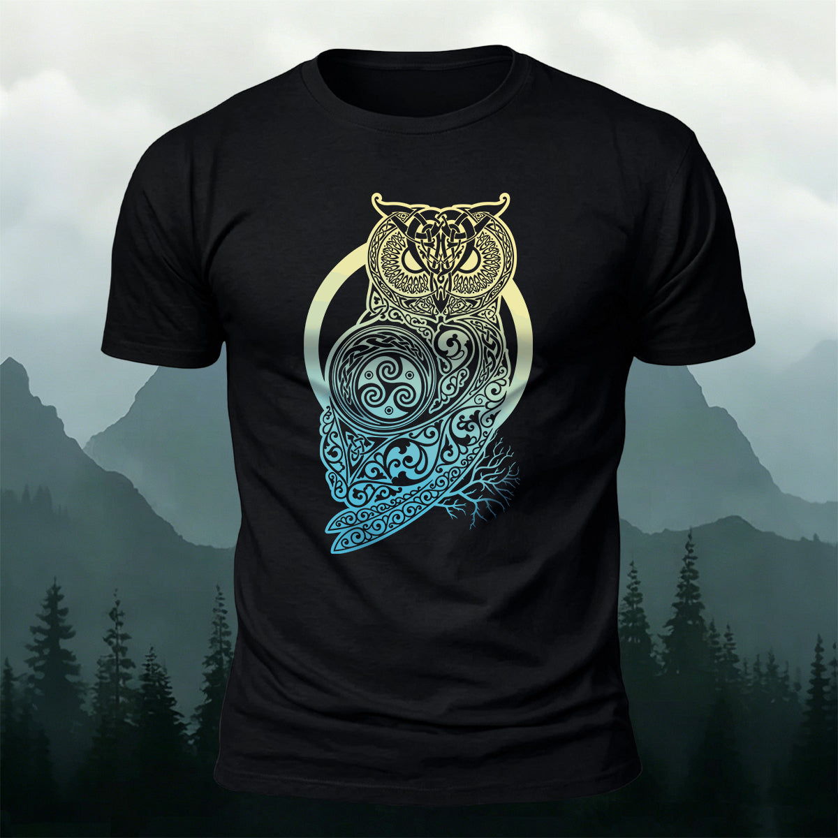 Viking Owl Totem Premium Cotton Caasual T-Shirt