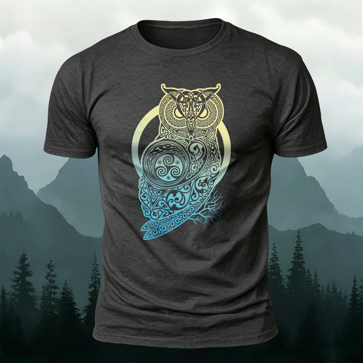 Viking Owl Totem Premium Cotton Caasual T-Shirt