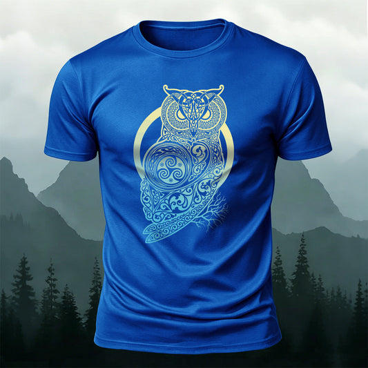バイキング・アウル・トーテム プレミアムコットン カジュアルTシャツ