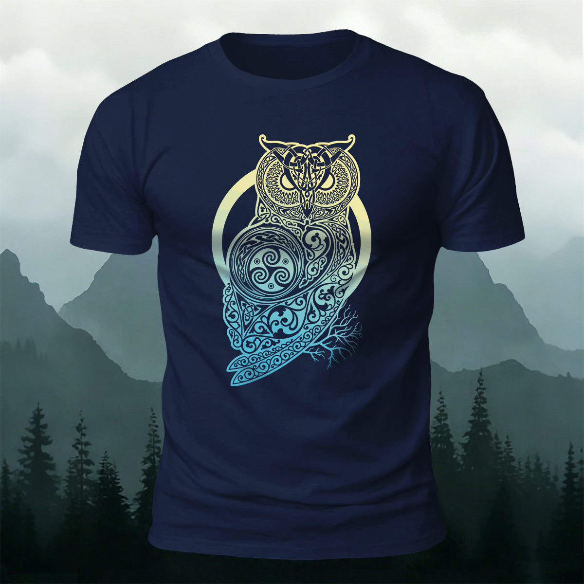 Viking Owl Totem Premium Cotton Caasual T-Shirt