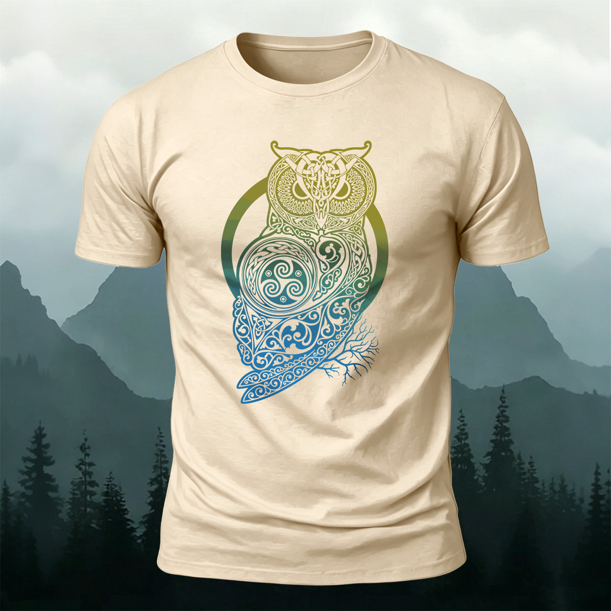 Viking Owl Totem Premium Cotton Caasual T-Shirt