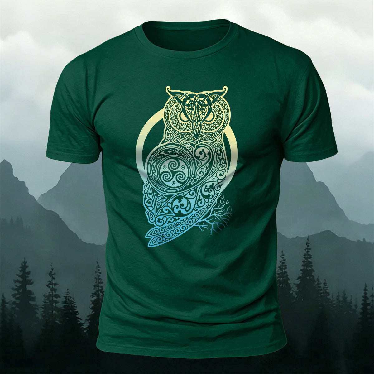 Viking Owl Totem Premium Cotton Caasual T-Shirt