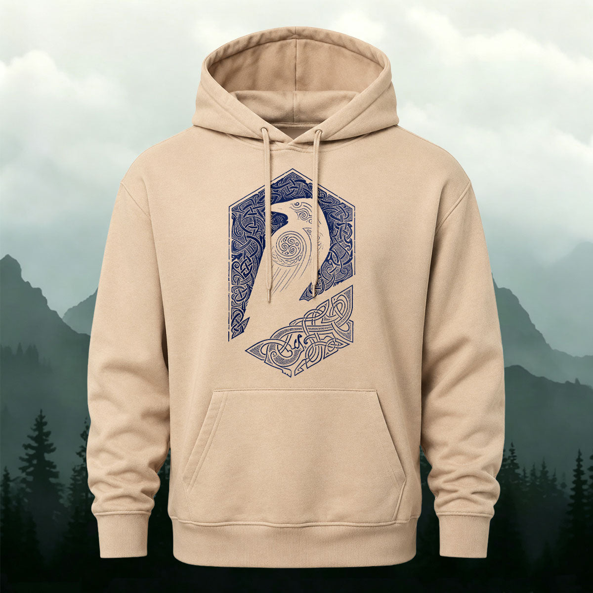 Vintage Viking Mythology Raven Totem Casual Hoodie