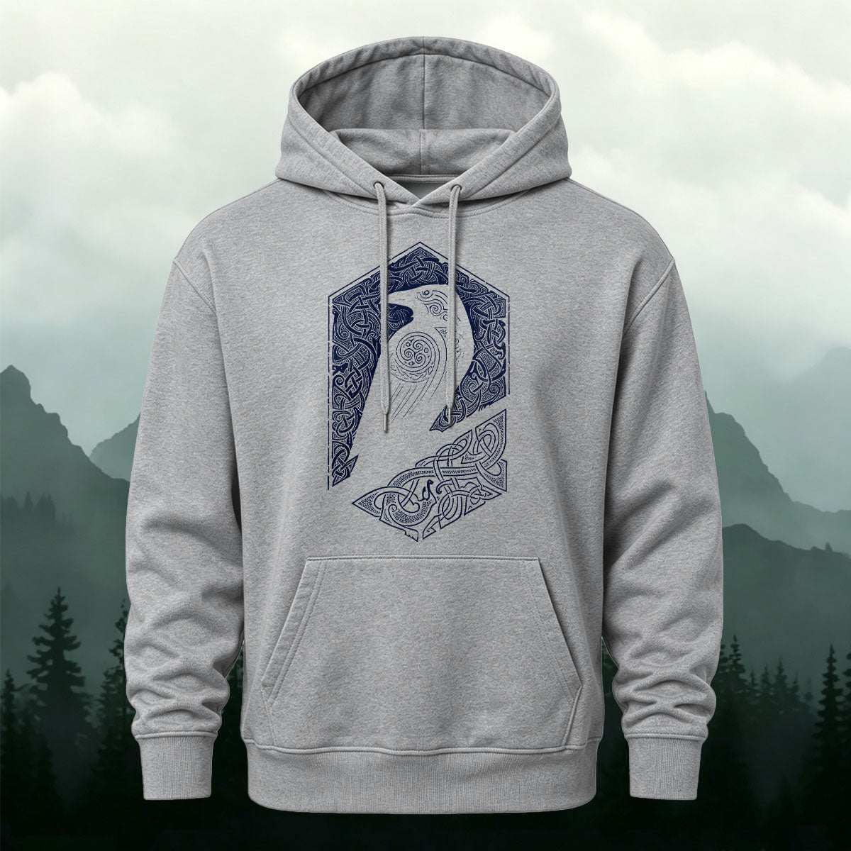 Vintage Viking Mythology Raven Totem Casual Hoodie