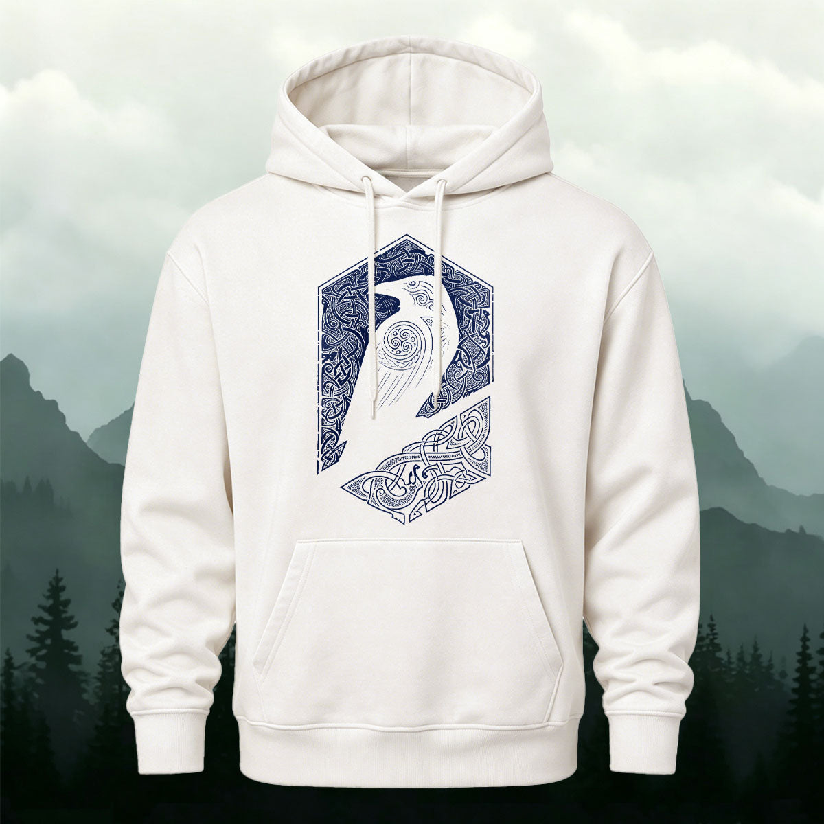 Vintage Viking Mythology Raven Totem Casual Hoodie