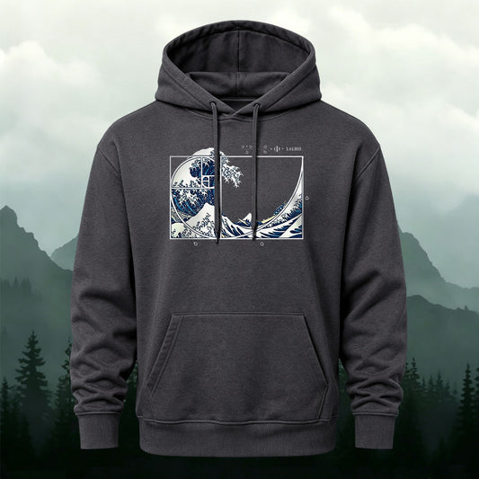 Kanagawa Wave Golden Spiral Casual Hoodie