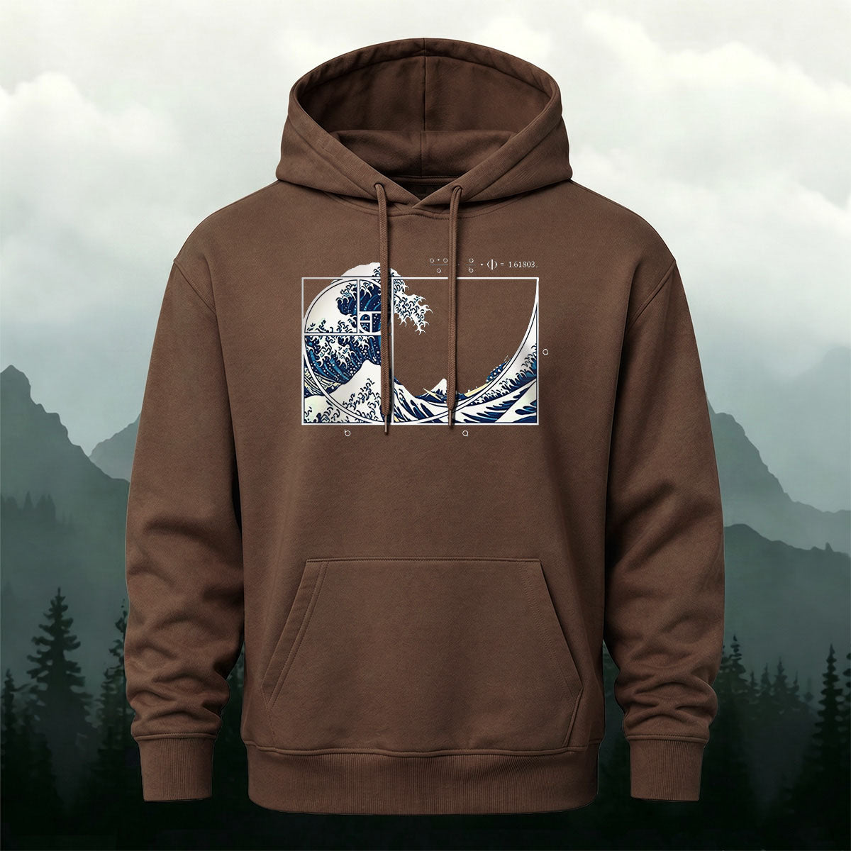 Kanagawa Wave Golden Spiral Casual Hoodie
