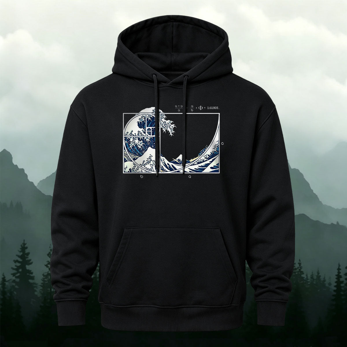 Kanagawa Wave Golden Spiral Casual Hoodie