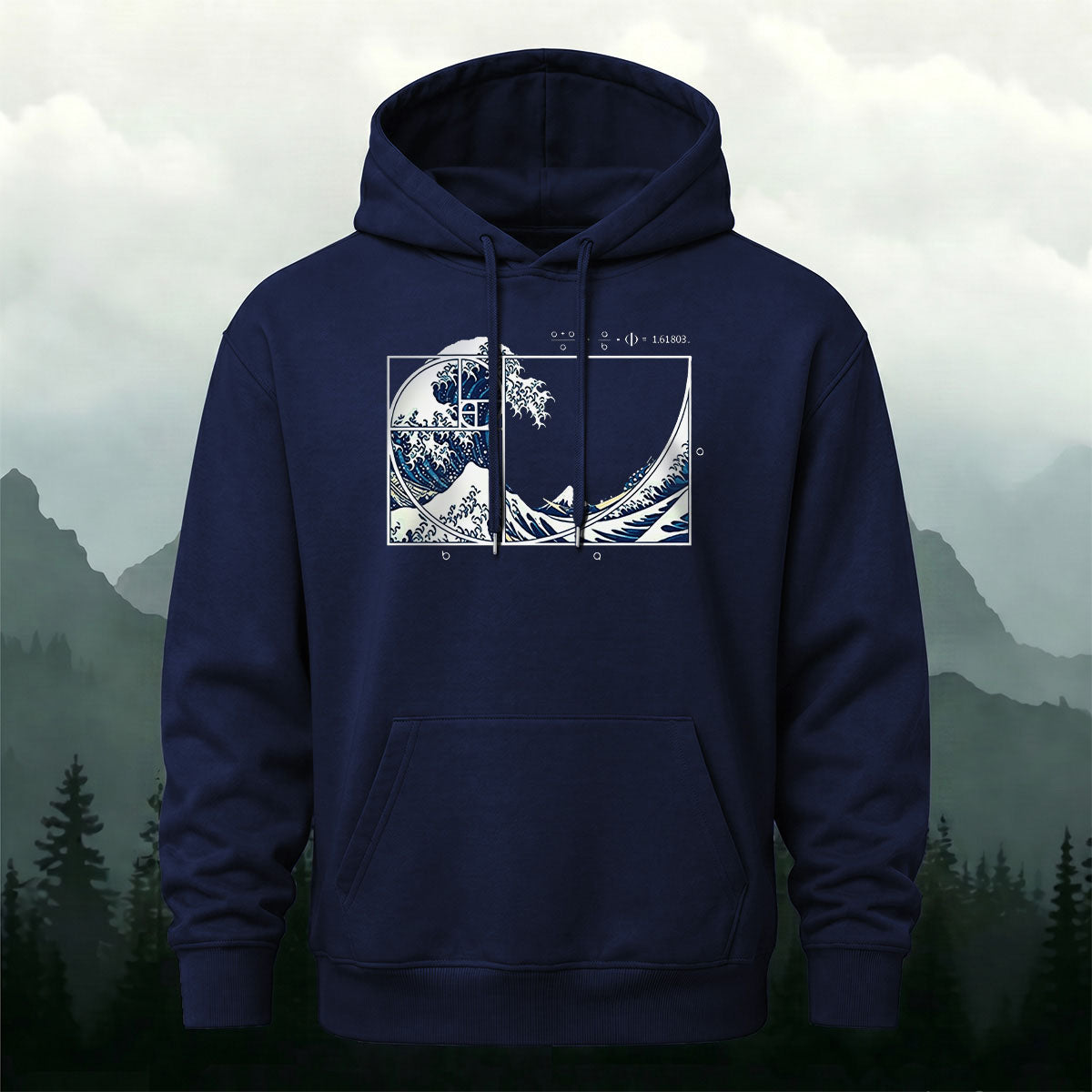 Kanagawa Wave Golden Spiral Casual Hoodie