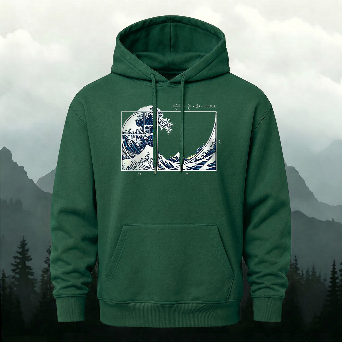 Kanagawa Wave Golden Spiral Casual Hoodie