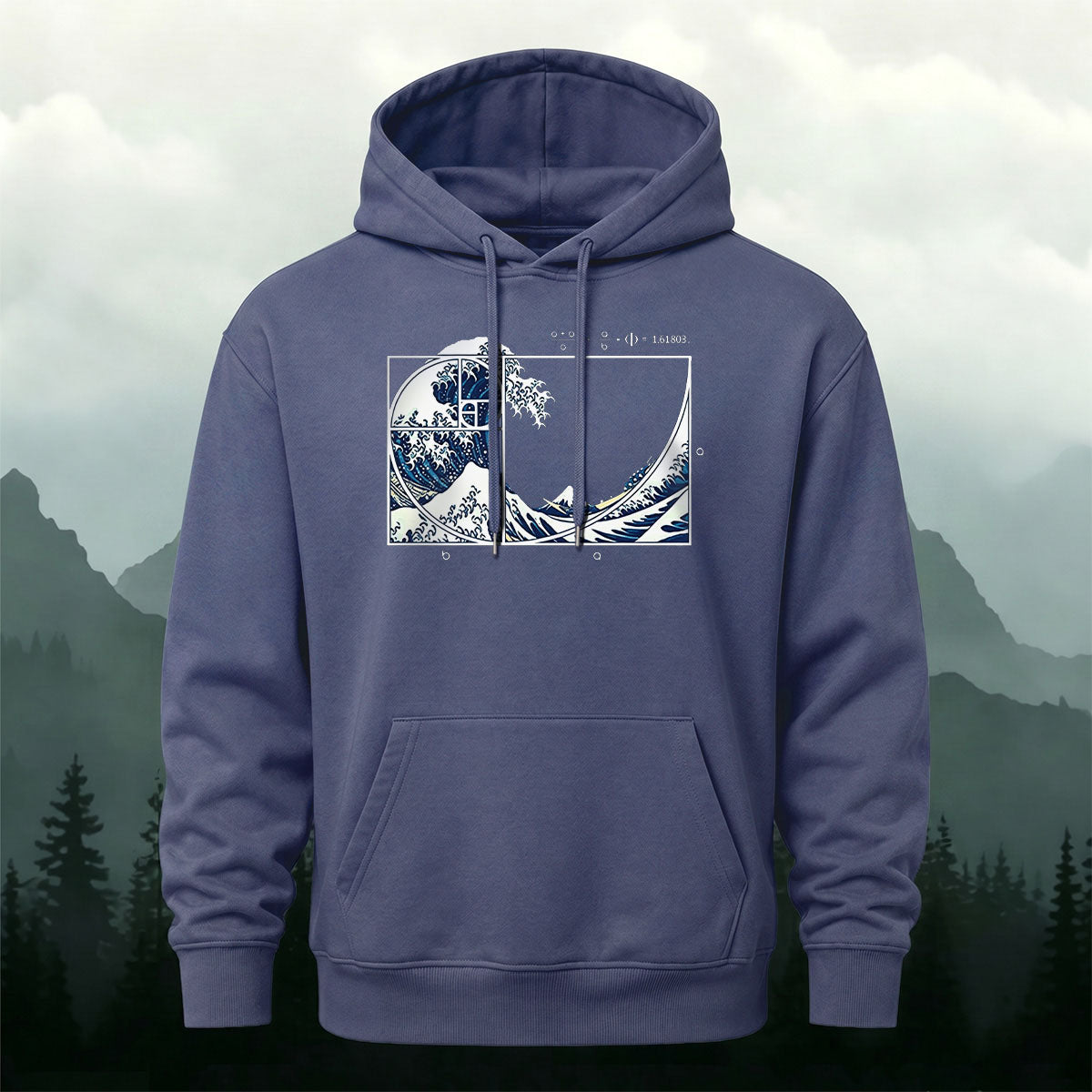 Kanagawa Wave Golden Spiral Casual Hoodie