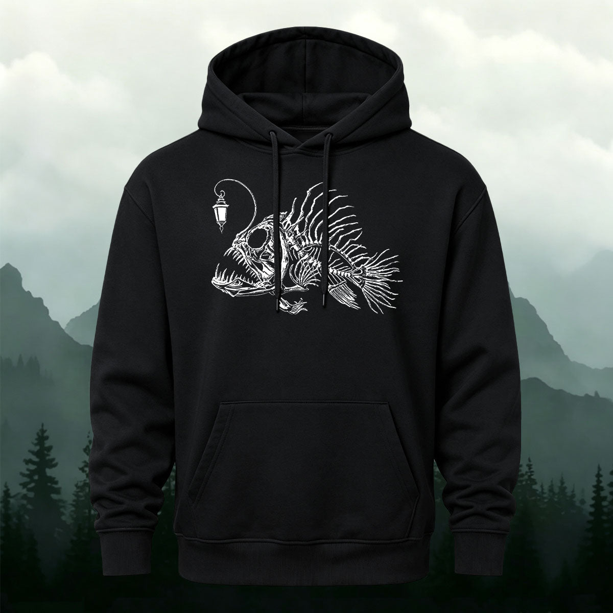 Dark Anglerfish Skeleton Casual Heavyweight Hoodie