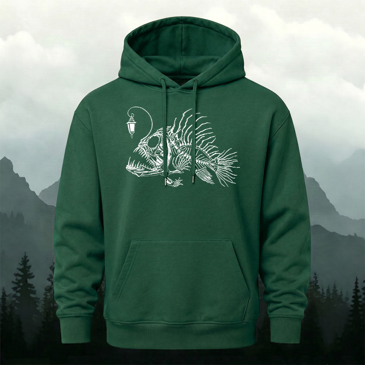 Dark Anglerfish Skeleton Casual Heavyweight Hoodie