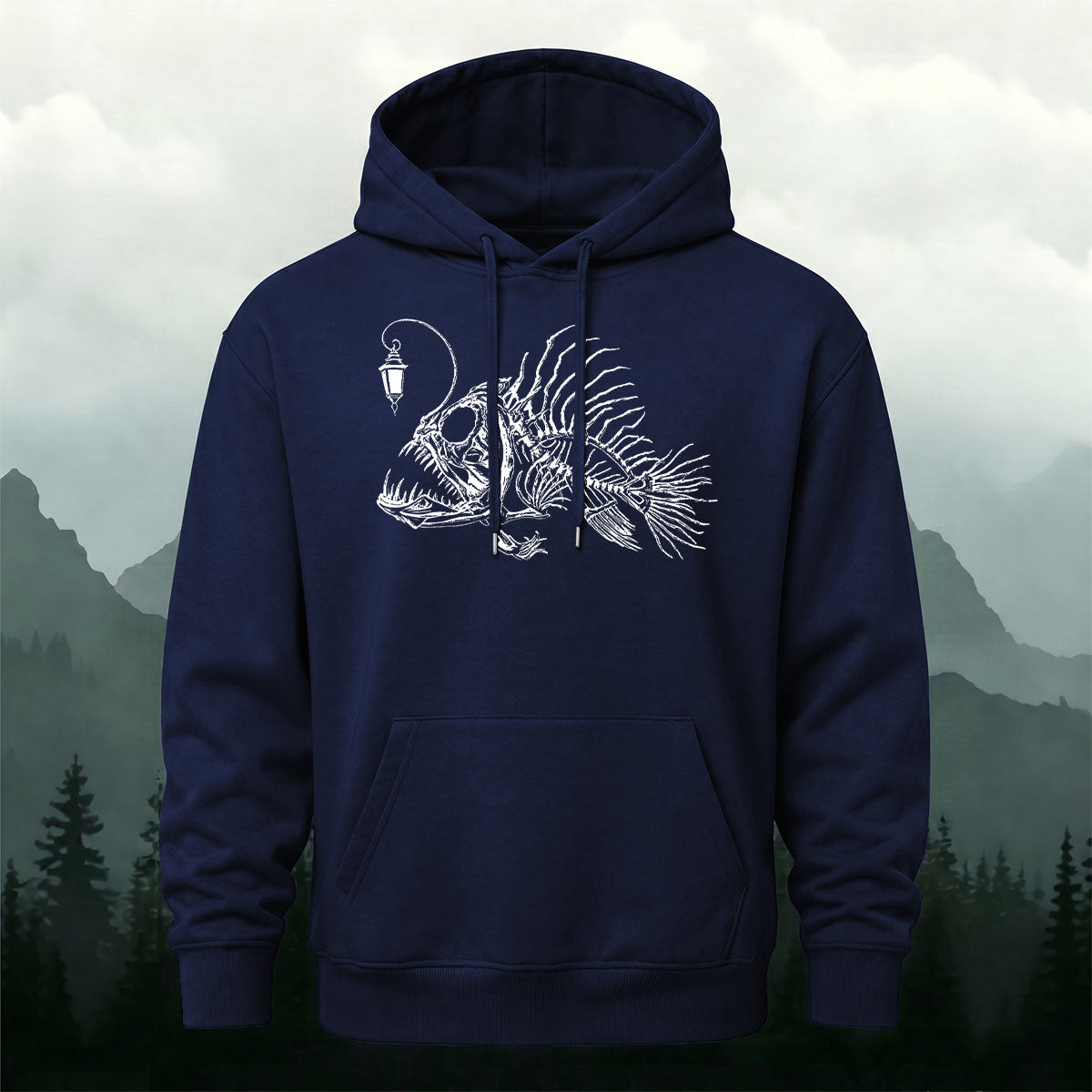 Dark Anglerfish Skeleton Casual Heavyweight Hoodie