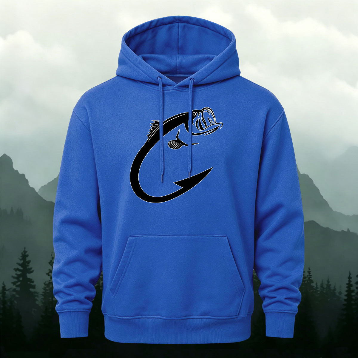 Minimal Bass Fishing Graphic Outdoor Hoodie