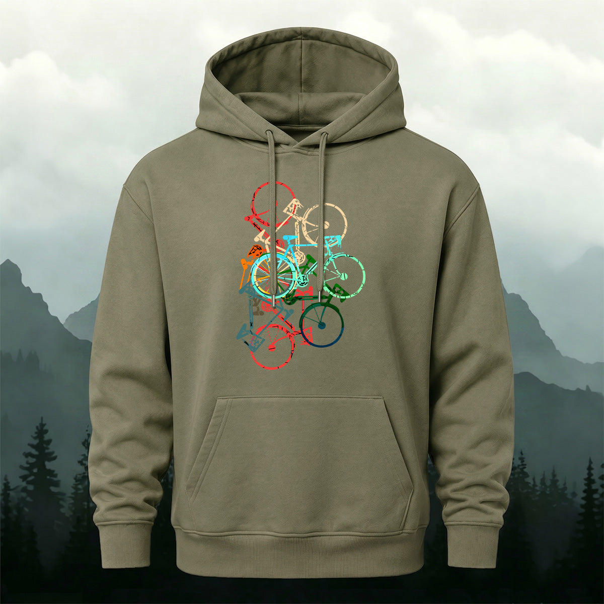 Colorful Bicycle Art Outdoor Casual Hoodie