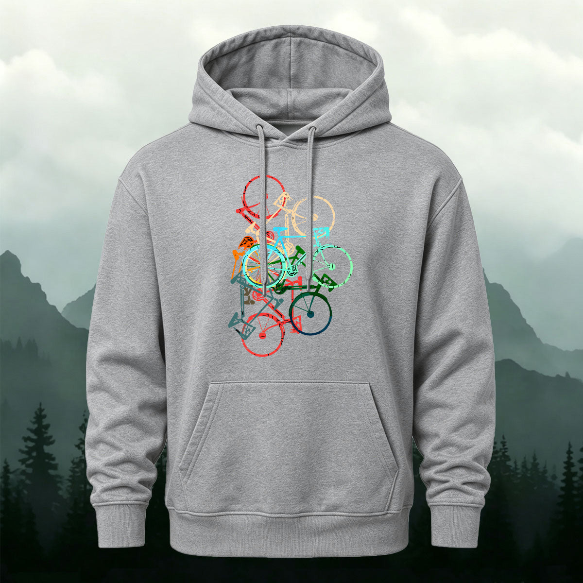 Colorful Bicycle Art Outdoor Casual Hoodie