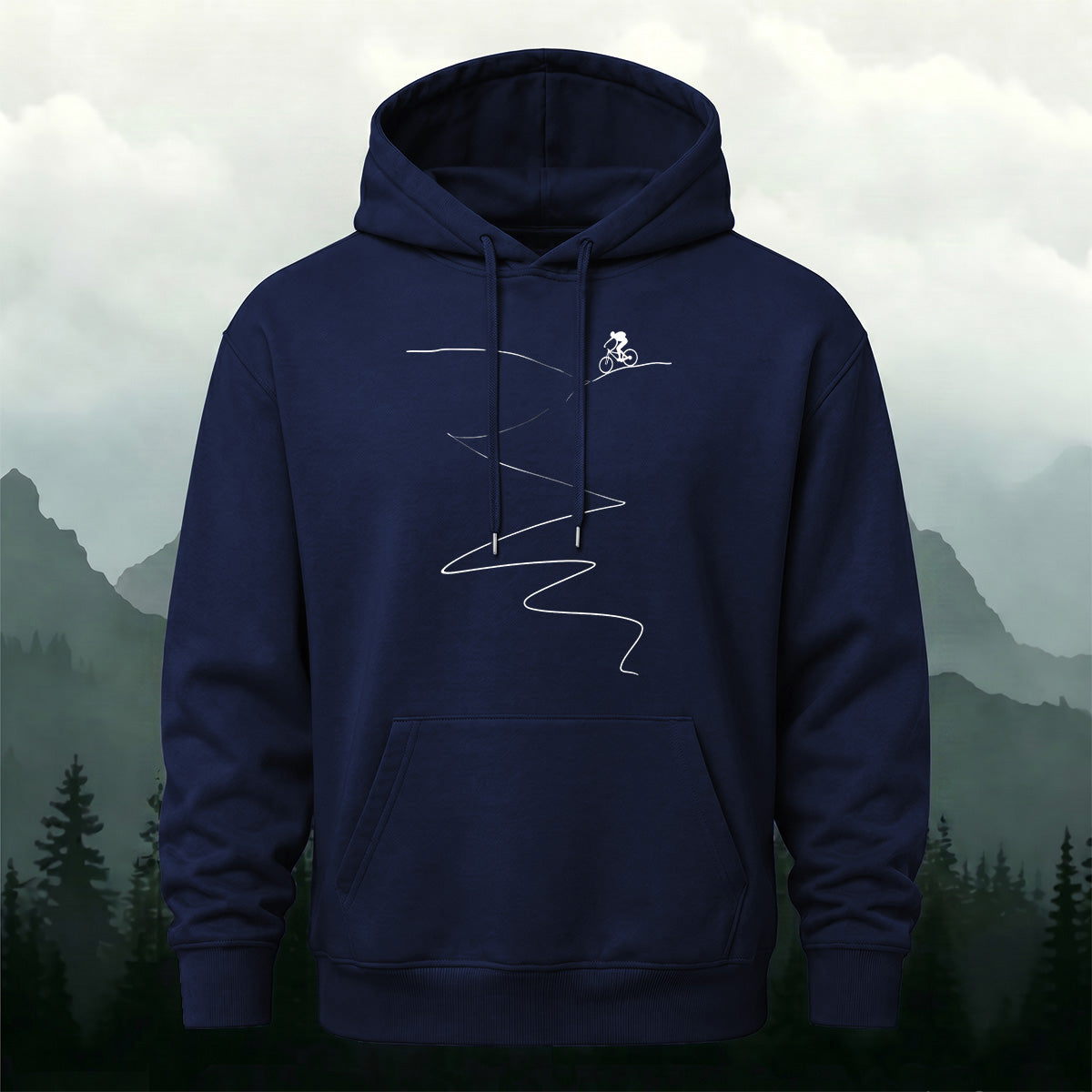 MTB Rider Line Art Minimal Casual Hoodie