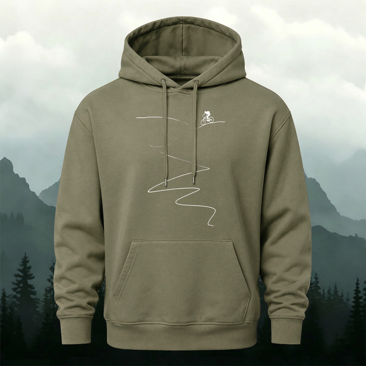 MTB Rider Line Art Minimal Casual Hoodie