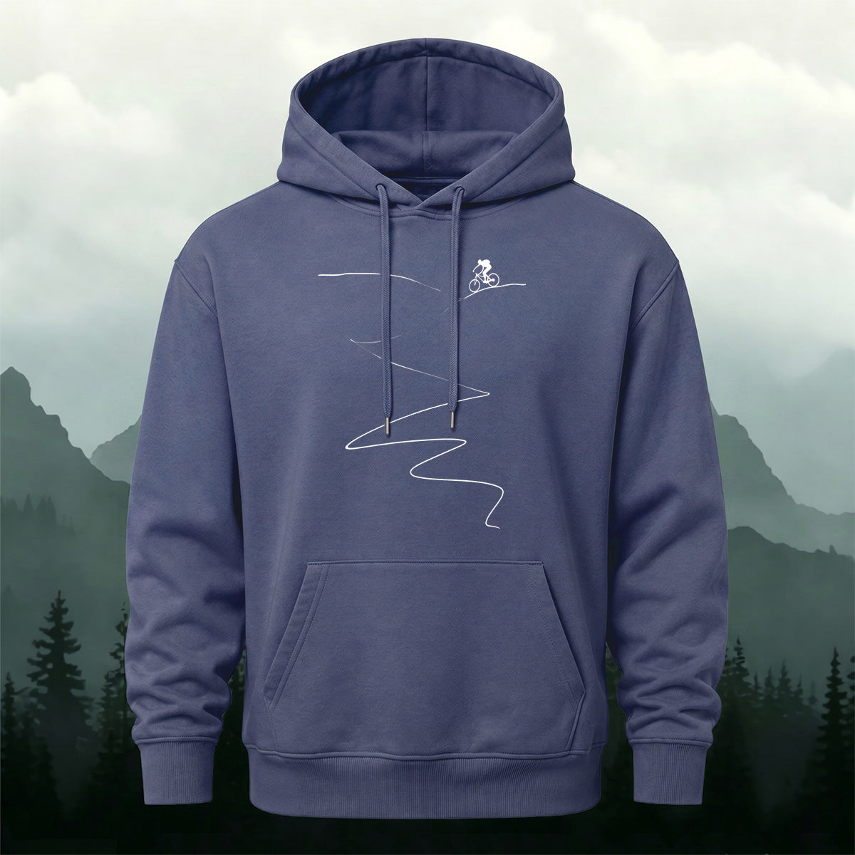 MTB Rider Line Art Minimal Casual Hoodie