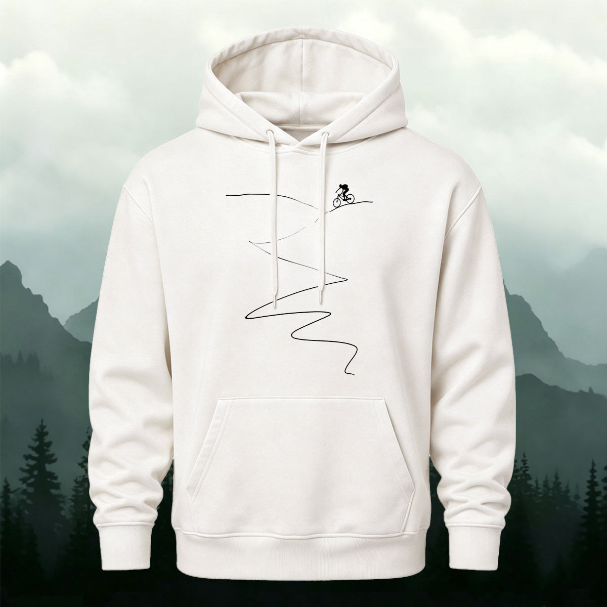 MTB Rider Line Art Minimal Casual Hoodie