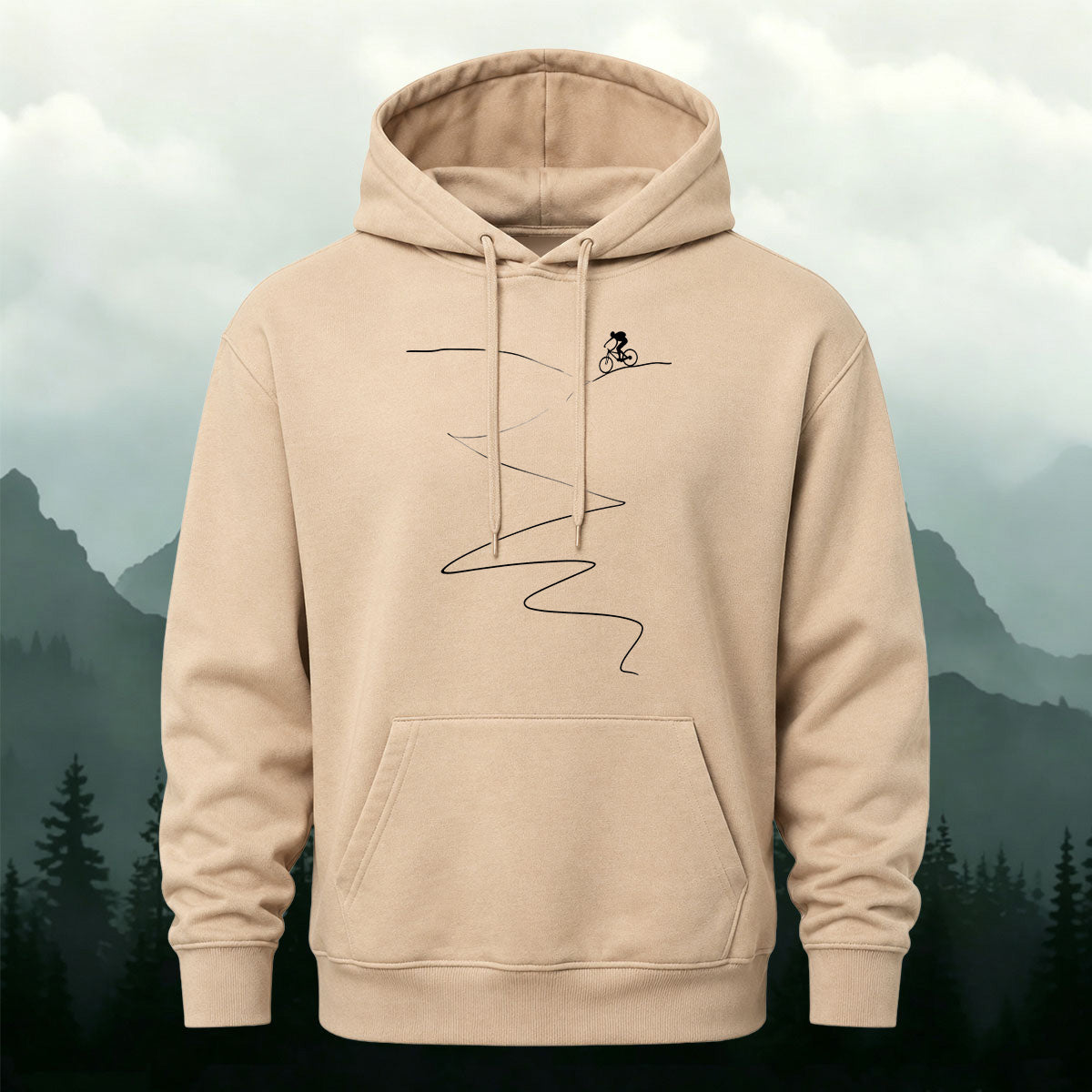 MTB Rider Line Art Minimal Casual Hoodie