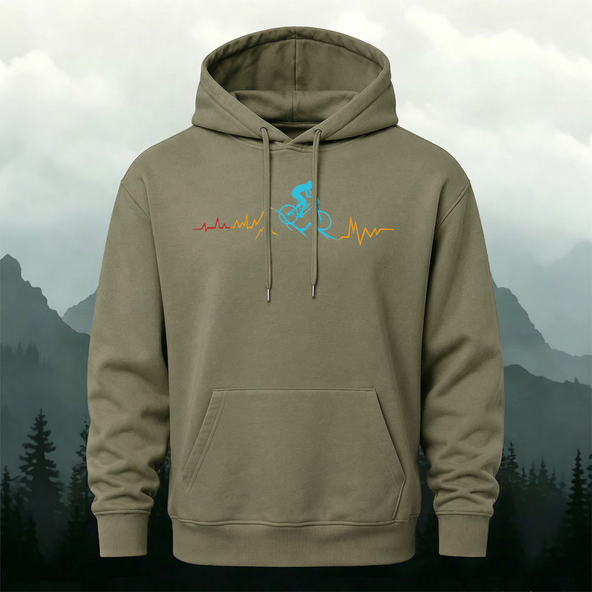 MTB Rider Heart Line Creative Casual Hoodie