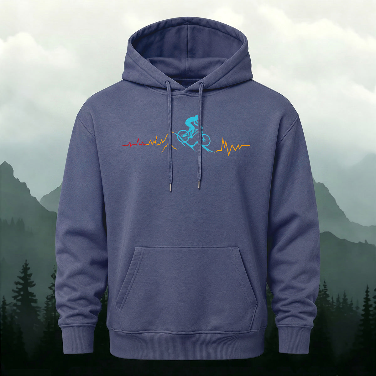 MTB Rider Heart Line Creative Casual Hoodie