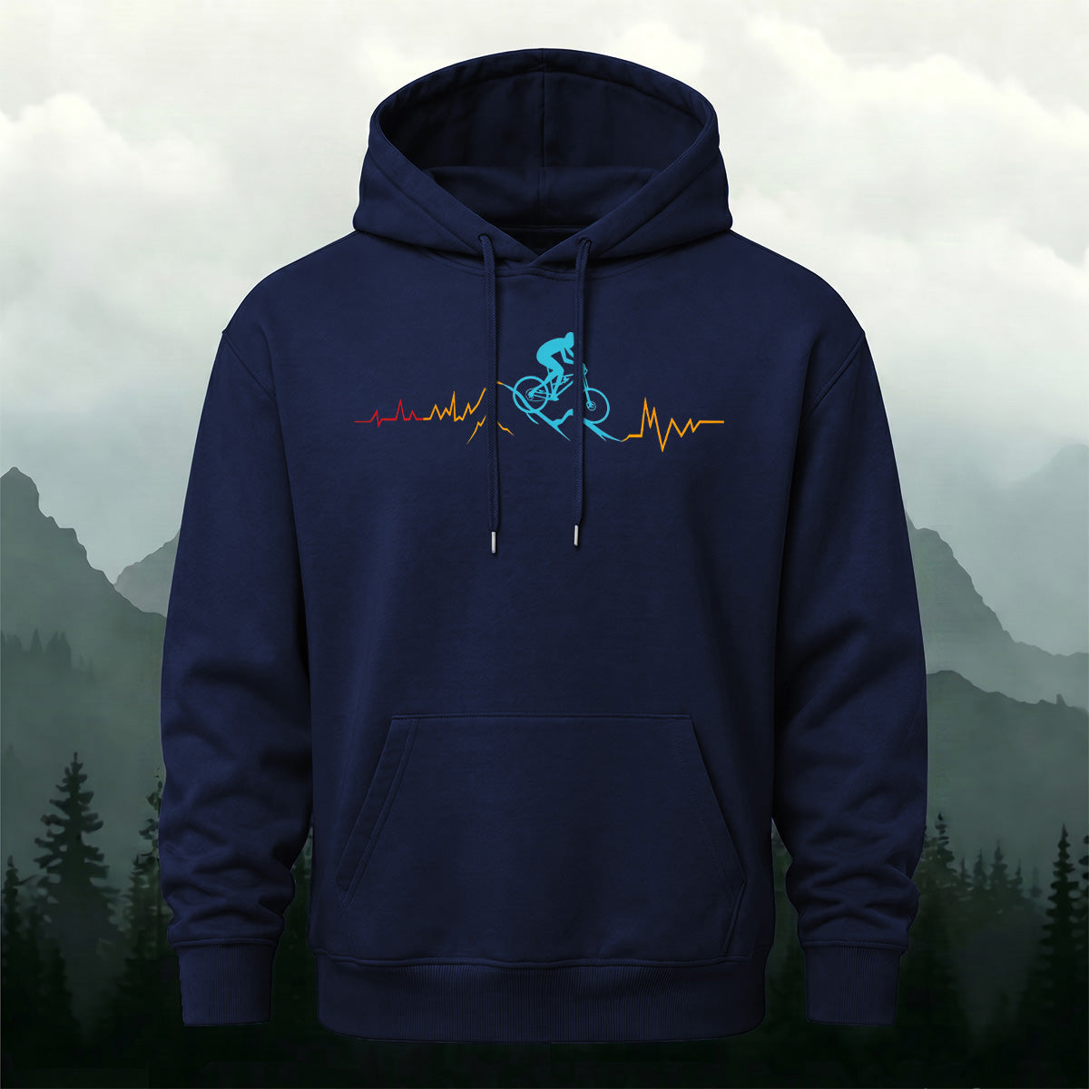 MTB Rider Heart Line Creative Casual Hoodie
