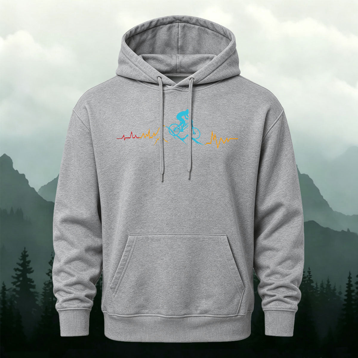 MTB Rider Heart Line Creative Casual Hoodie
