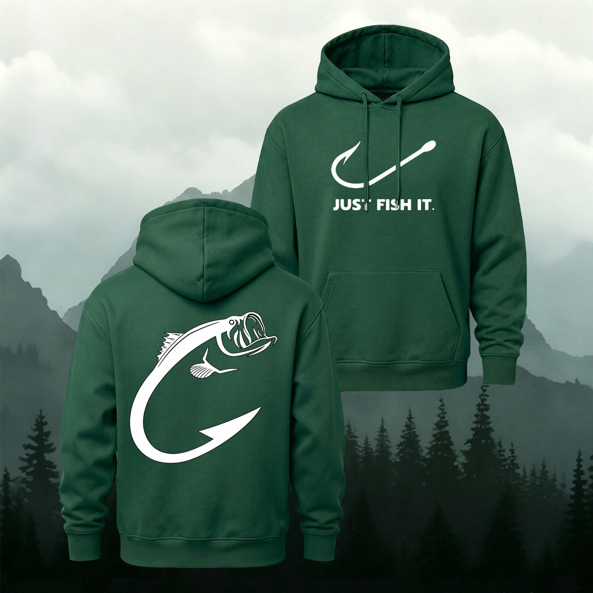 Angler Just Fish It Slogan Heavyweight Hoodie