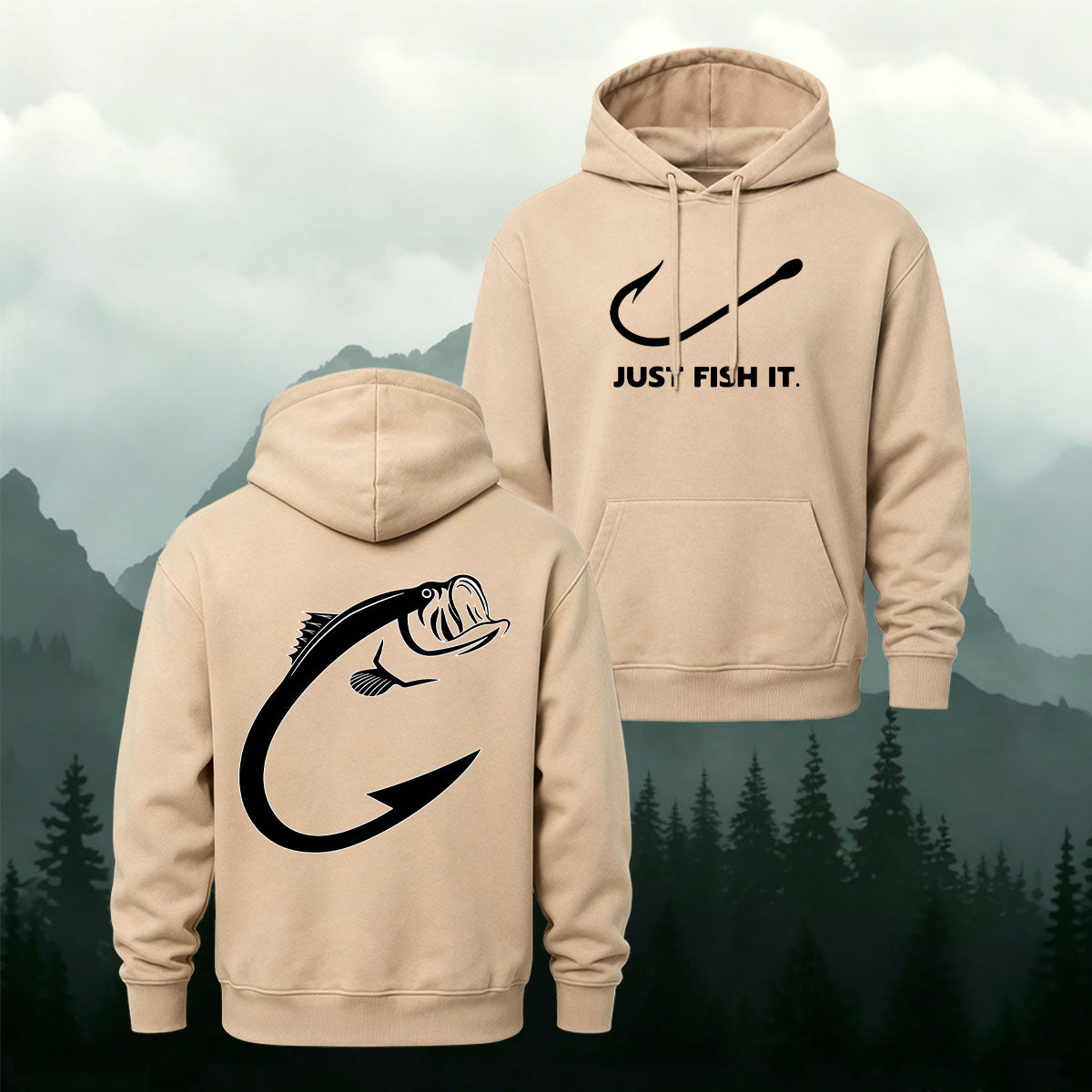 Angler Just Fish It Slogan Heavyweight Hoodie